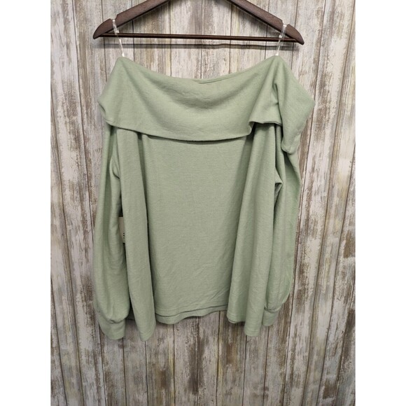 a.n.a Cozy Off the Shoulder Long Sleeve Sweater Green Top Women's 3X NWT - Picture 5 of 11